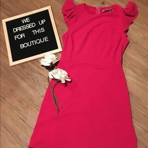 Pink Ruffle Sleeve Dress